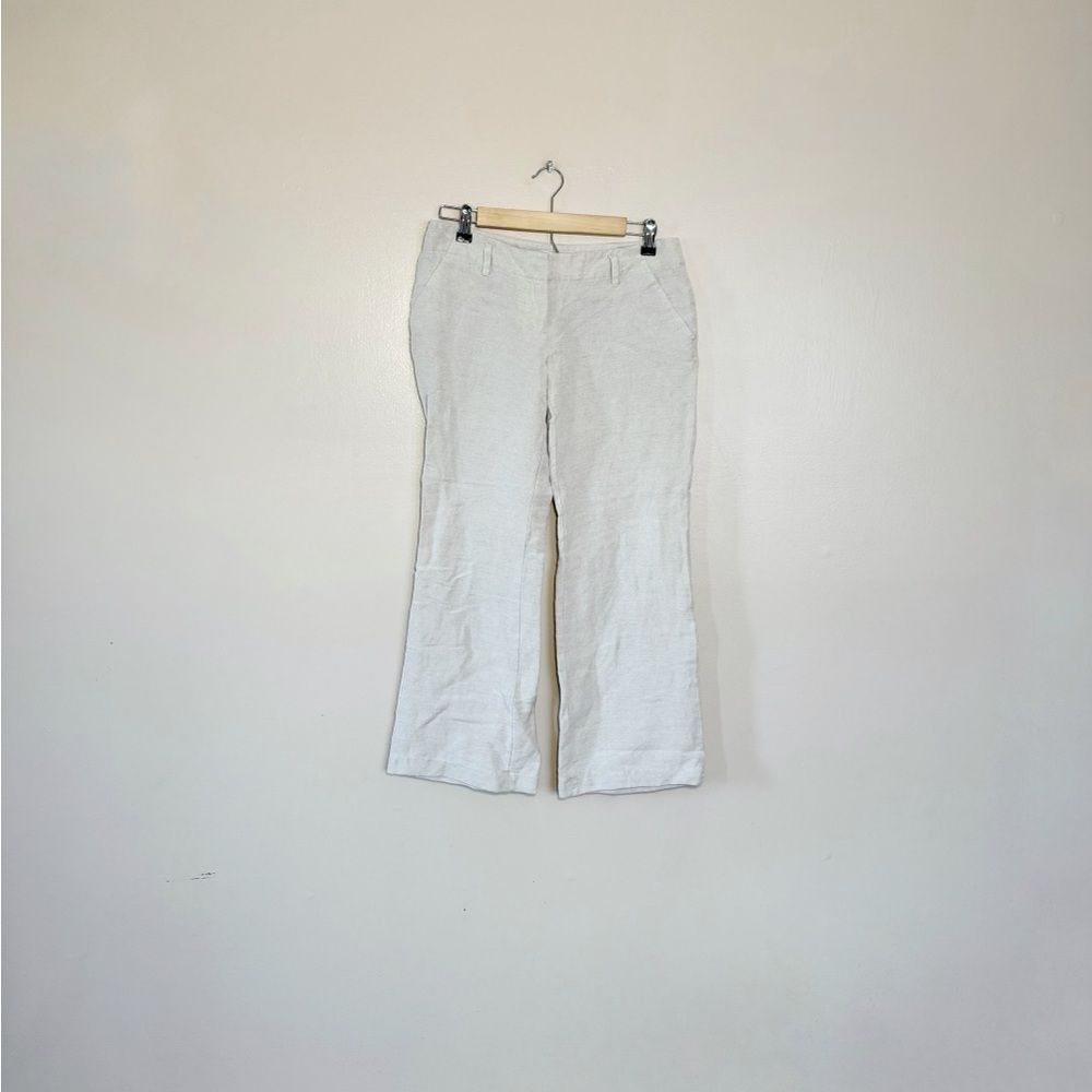SALE! Cream Ann Taylor Factory Signature Linen Blend Pants Size 0 EUC